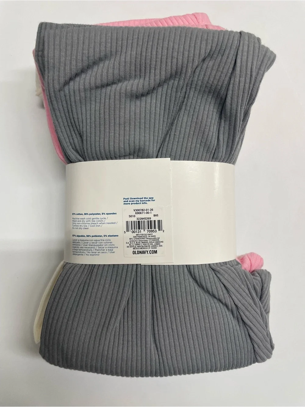 Old Navy Toddler Ribbed White & Pink Leggings 6T - 4 Pack
